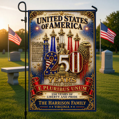 Custom USA 250 Years Of Liberty And Pride 1776 2026 Flag 4Th Of July Merch Patriotic Gifts - Pvr