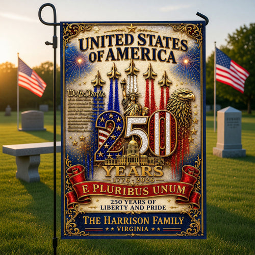 Custom USA 250 Years Of Liberty And Pride 1776 2026 Flag 4Th Of July Merch Patriotic Gifts - Pvr