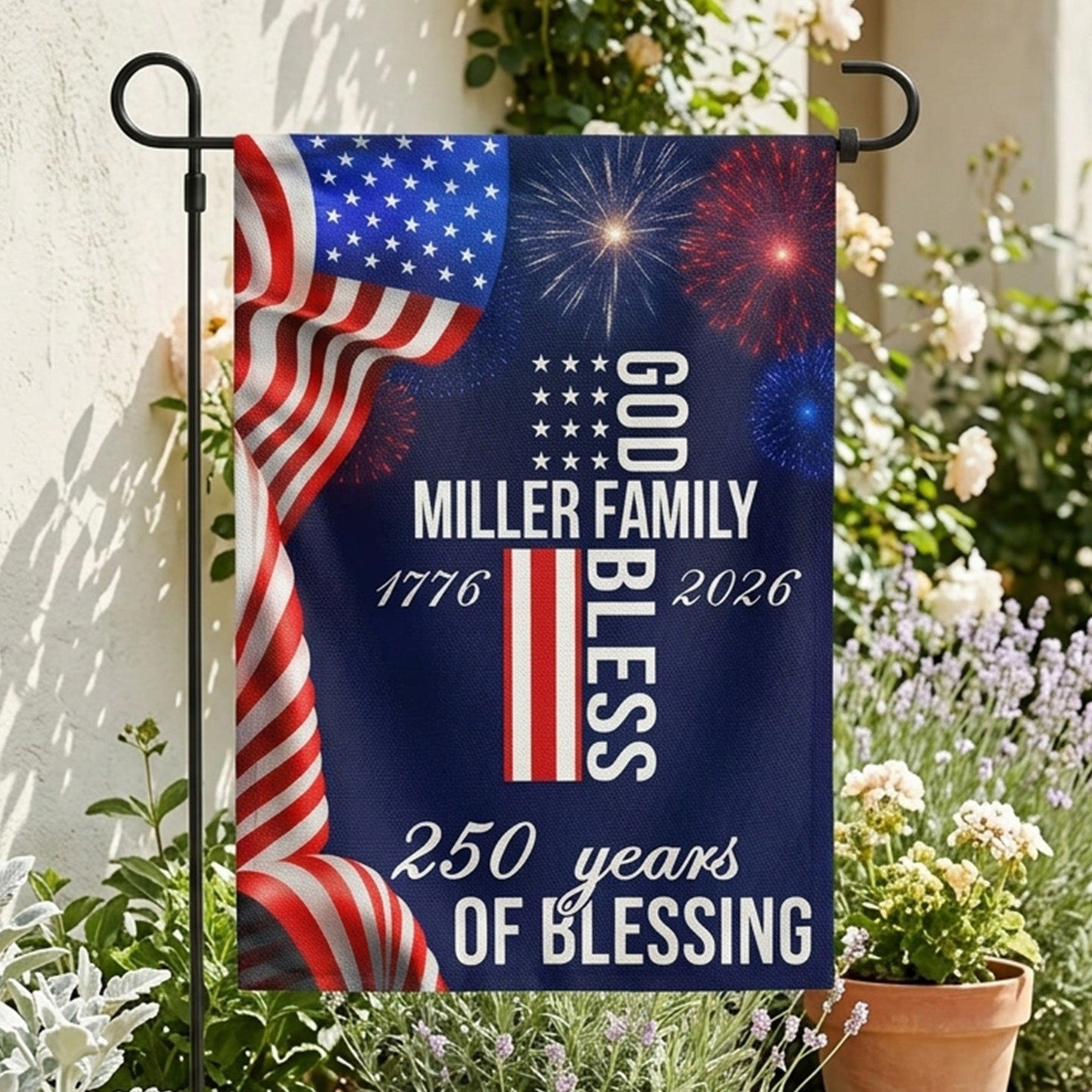 Customized 250 Years Of Blessings 1776 2026 Faith Flag Patriotic Home Decor Gift For Patriots - Pvr
