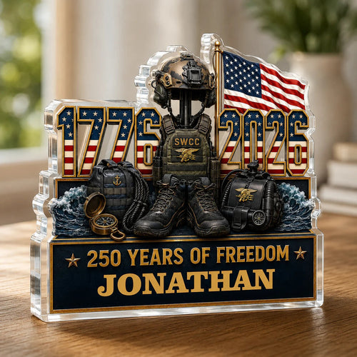 Custom 250 Years Of Freedom Military Acrylic Plaque 4Th Of July Merch Patriotic Gifts - Pvr