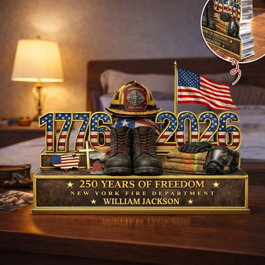 Custom USA 250 Years Of Freedom New York Fire Department Acrylic Plaque July 4 Decor Gift Ideas - Pvr