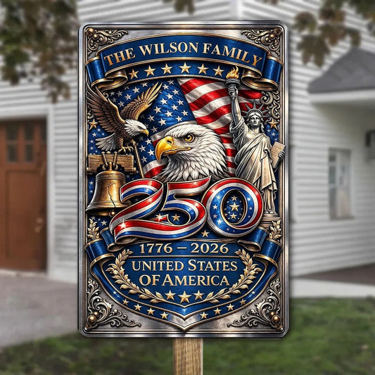 Personalized USA 250Th Anniversary Metal Sign Independence Day Decor Gifts For 4Th Of July - Pvr