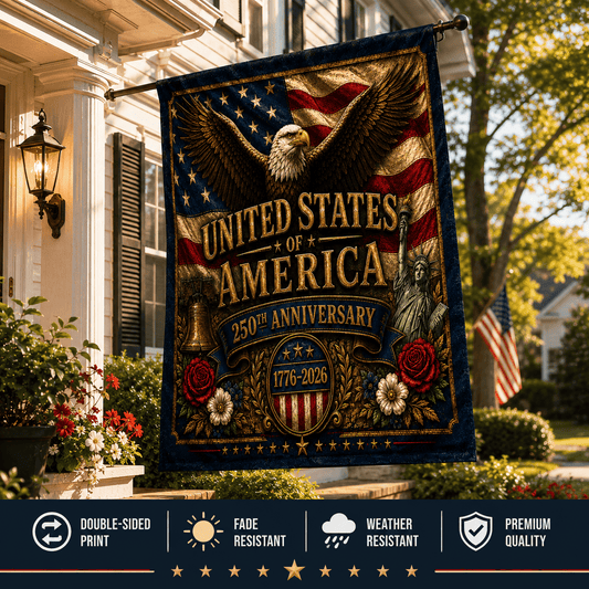 United States Of America 250Th Anniversary Flag 1776 2026 Merch Patriotic Indoor Decor - Printvoro