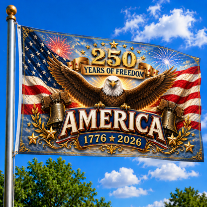 250 Years Of Freedom US Eagle Flag 1776 2026 Merch Patriotic Indoor Decor - Printvoro