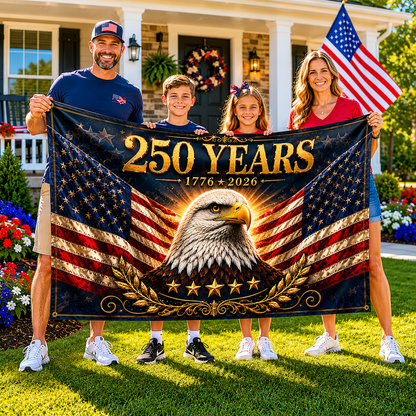 250 Years Of Indepence Flag 1776 2026 Merch Patriotic Indoor Decor - Printvoro