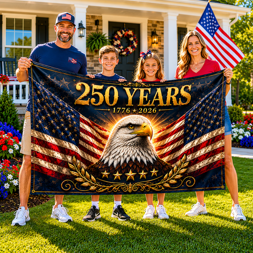 250 Years Of Indepence Flag 1776 2026 Merch Patriotic Indoor Decor - Printvoro