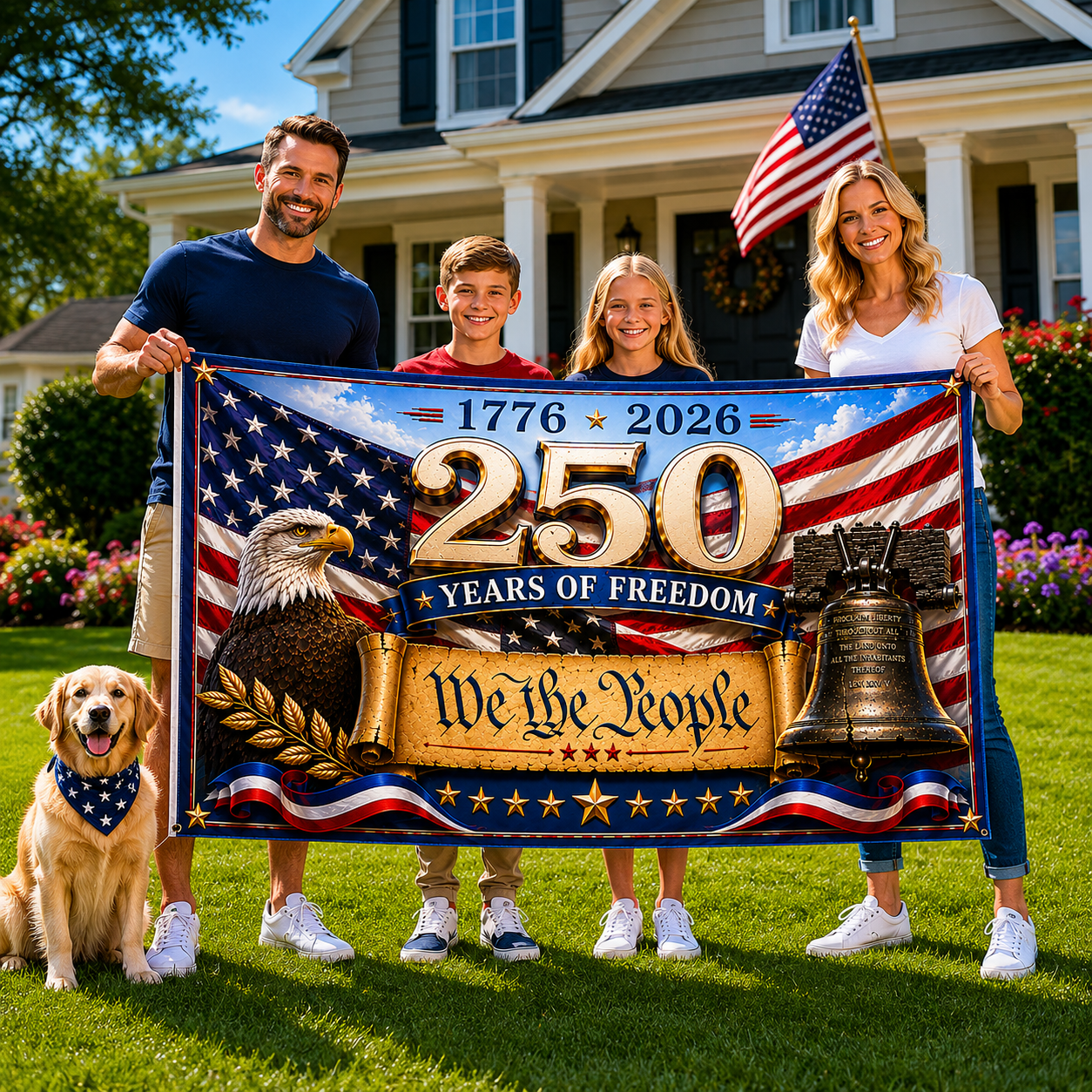 America 250Th Anniversary Flag US Bald Eagle 1776 2026 Merch Patriotic Outdoor Decor - Printvoro
