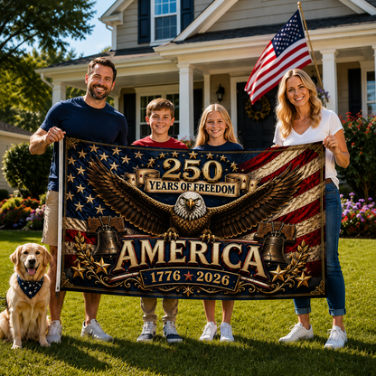 USA 250 Years Of Freedom Flag US Patriot Merch Patriotic Yard Decor - Printvoro