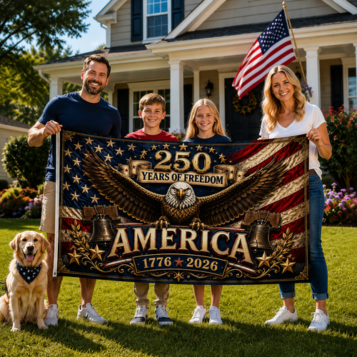 USA 250 Years Of Freedom Flag US Patriot Merch Patriotic Yard Decor - Printvoro