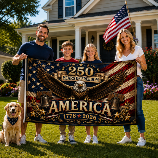 USA 250 Years Of Freedom Flag US Patriot Merch Patriotic Yard Decor - Printvoro