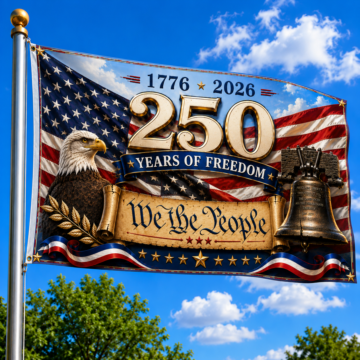 We The People Flag 250 Years Of Freedom Merch Patriotic Yard Decor - Printvoro