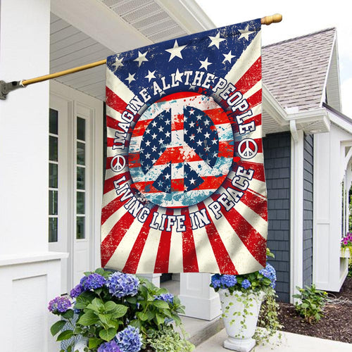 America 250 Years Flag Imagine All The People Living Life In Peace Home Decoration - Pvr