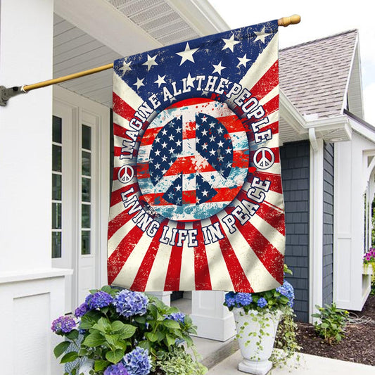 America 250 Years Flag Imagine All The People Living Life In Peace Home Decoration - Pvr
