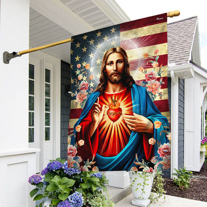 America 250 Years Jesus Flag The Sacred Heart Of Jesus Decor Patriotic Gifts - Pvr