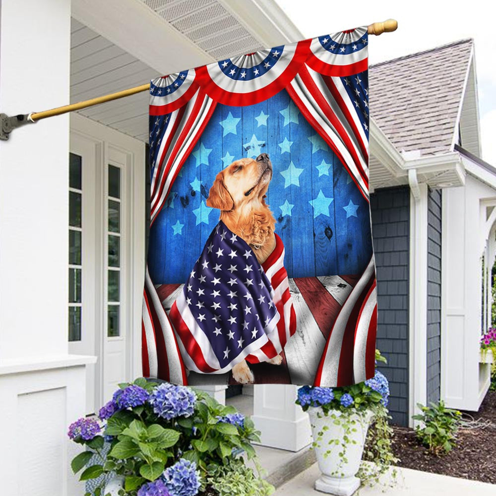 America 250 Years Patriotic Dog Golden Retriever Flag Patriotic Garden Decoration - Pvr
