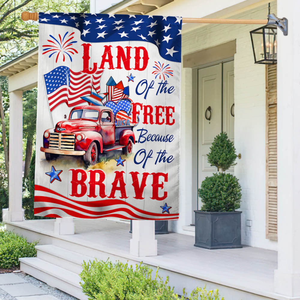 America 250 Years Truck Flag Land of The Free Because Of The Brave Home Decor - Pvr