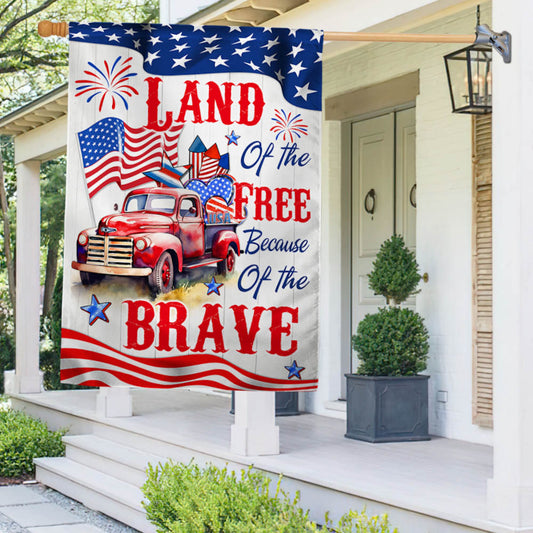 America 250 Years Truck Flag Land of The Free Because Of The Brave Home Decor - Pvr