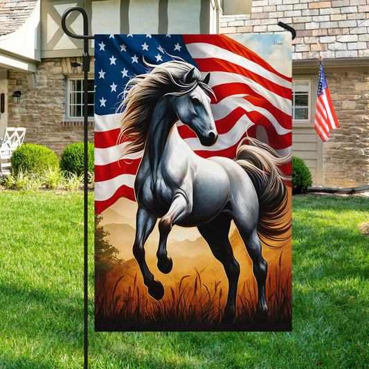 America's 250 Birthday Horse Patriotic Flag Patriotic Outdoor Decor - Pvr
