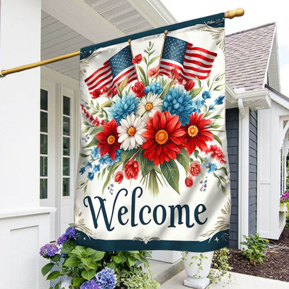 America's 250th Birthday Floral Flag 4th Of July Welcome Home Decor - Pvr