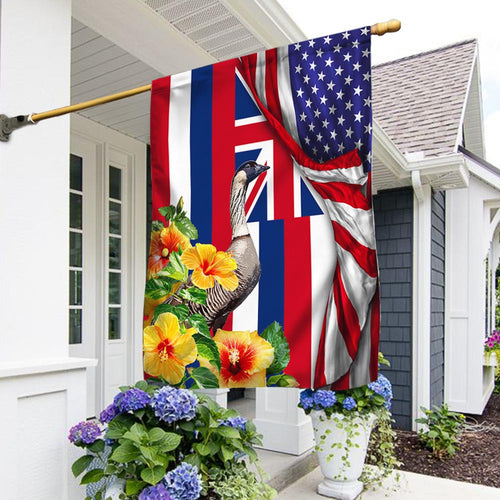 America's 250th Birthday Hawaii State Hibiscus Flower Flag Patriotic Outdoor Decor - Pvr
