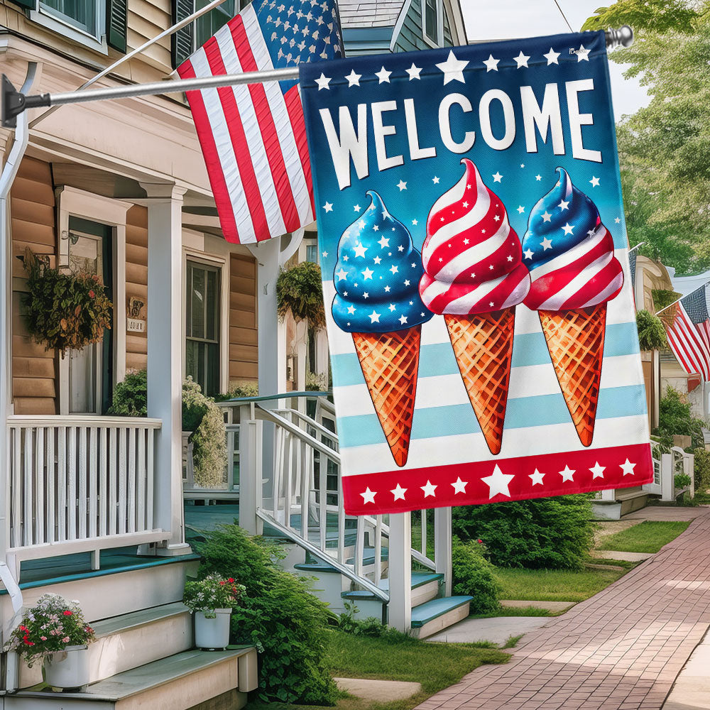 America's 250th Ice Cream Taste Like Freedom Flag 4th Of July Outdoor Decor - Pvr
