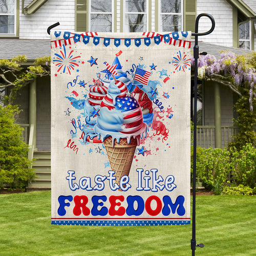 America's 250th Ice Cream Taste Like Freedom Flag Patriotic Outdoor Decor - Pvr
