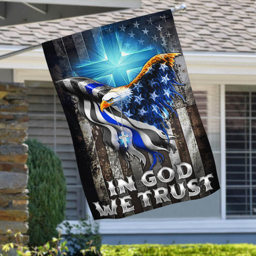 America's 250th In God We Trust Christian Cross Flag 4th Of July Home Decor - Pvr