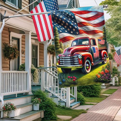 Celebrating USA 250 Truck Flag 4th Of July Porch Decor Patriotic Gifts - Pvr