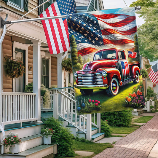 Celebrating USA 250 Truck Flag 4th Of July Porch Decor Patriotic Gifts - Pvr
