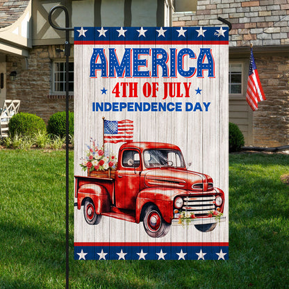 Red Truck America Flag Best 4th Of July Home Decor Best Patriotic Gifts - Pvr