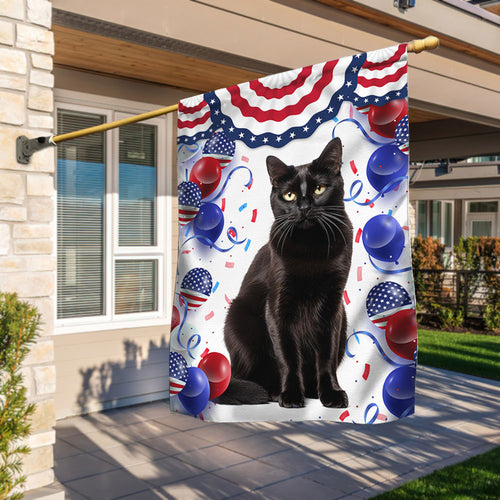 USA 250 Years Of Freedom Black Cat Flag Independence Day Outdoor Decor - Pvr