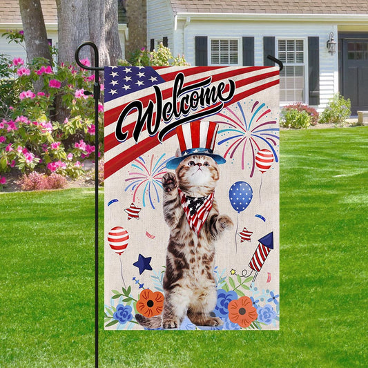 USA 250 Years Of Freedom Cat Flag 4Th Of July Flag Patriotic Garden Decorations - Pvr