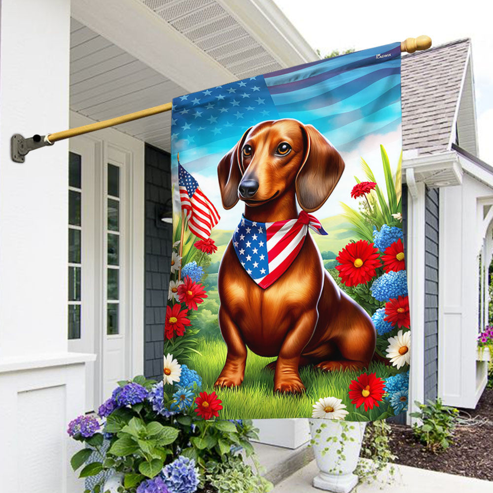 USA 250 Years Of Freedom Dachshund Flag 4Th Of July Flag Patriotic Garden Decoration - Pvr