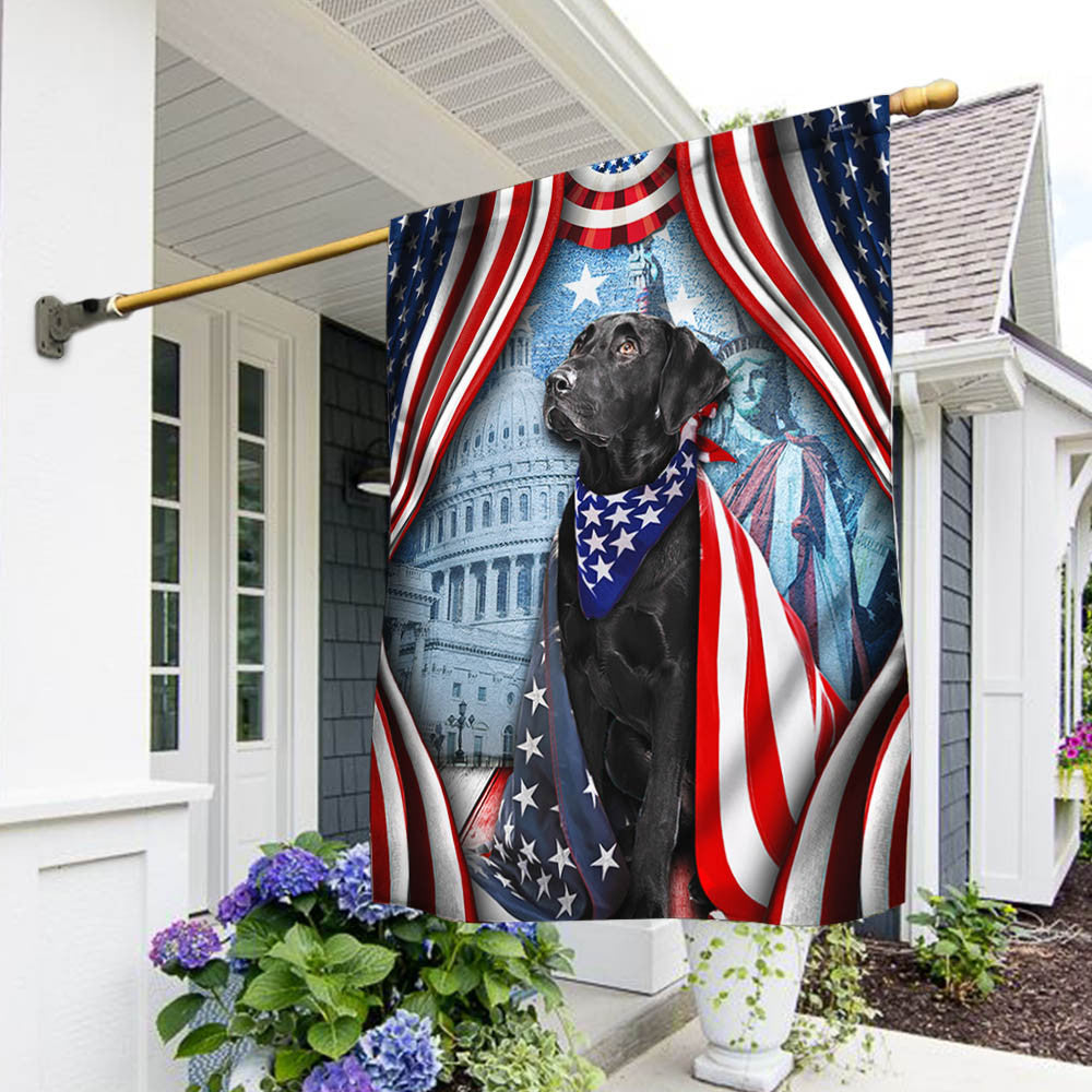 USA 250 Years Strong Flag Black Labrador Retriever American Home Decoration - Pvr