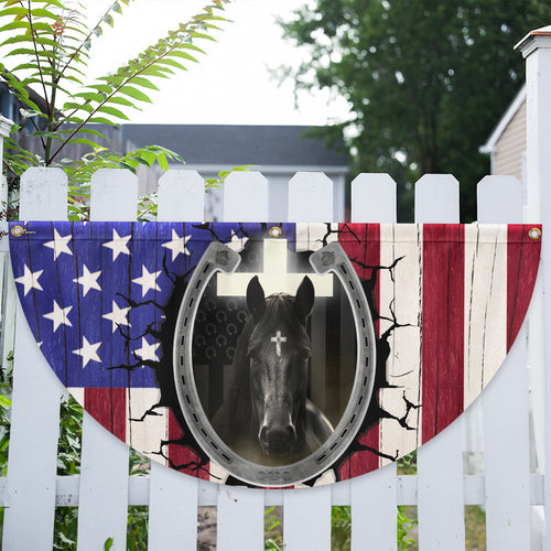 Happy 4th Of July Fan Flag Christian Patriotic Horse American Garden Decor - Pvr