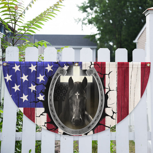 Happy 4th Of July Fan Flag Christian Patriotic Horse American Garden Decor - Pvr