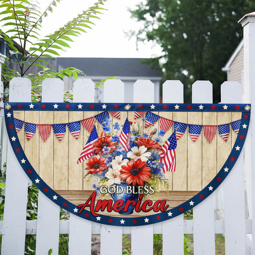 USA 250 Years Strong Flower Fan Flag God Bless America Outdoor Decor Patriotic Gifts - Pvr