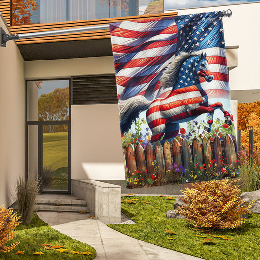 250 Years Of America Horse Flag 4th Of July Farm Flag Patriotic Gift For Family - Pvr