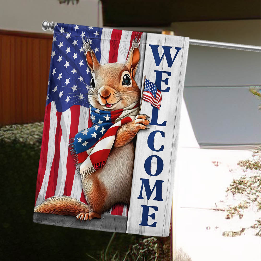 250 Years Of America Squirrel Flag 4Th Of July Flag Patriot Garden Decorations - Pvr