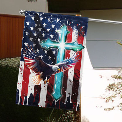 America 250Th Anniversary Flag Eagle Patriot Christian Cross Home Decor - Pvr