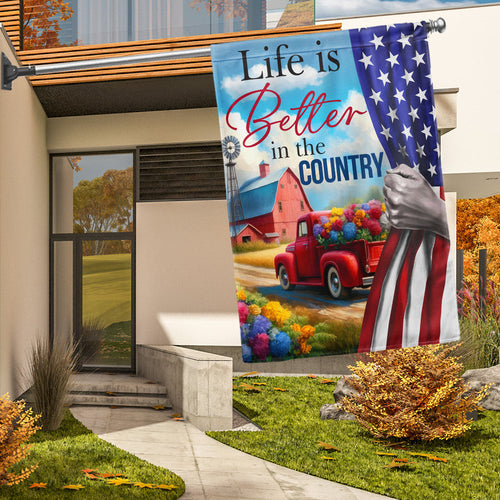 America 250Th Anniversary Truck Flag Life Is Better In The Country Home Decor - Pvr