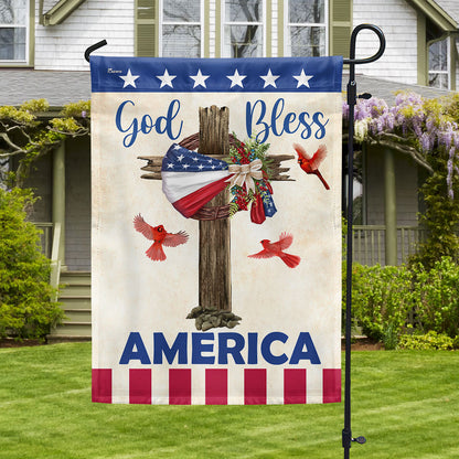 Celebrating USA 250 Christian Cross American Wreath Flag God Bless America Home Decor - Pvr