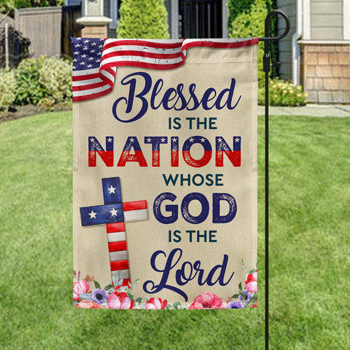 Celebrating USA 250 Flag Blessed Is The Nation Whose God Is The Lord Patriotic Decor - Pvr