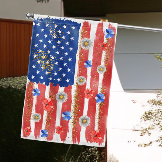 Flower Brushstroke America 4th Of July Flag 4th Of July Flag Patriotic Home Decor - Pvr