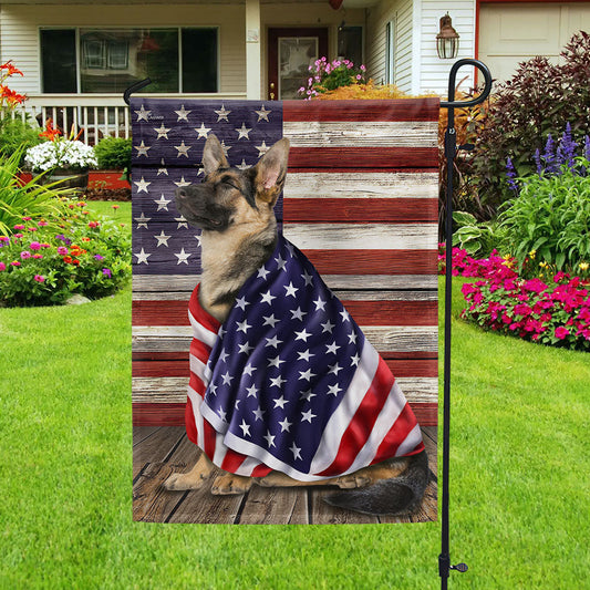 German Shepherd American Flag Fourth Of July Patriot Garden Decoration - Pvr