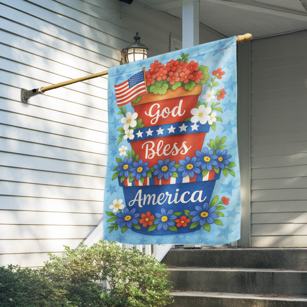 God Bless America Floral Flag Patriotic Home Decor Patriotic Gifts For Family - Pvr