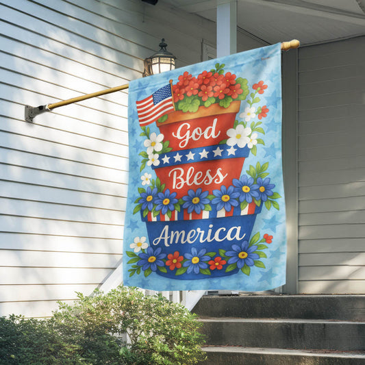 God Bless America Floral Flag Patriotic Home Decor Patriotic Gifts For Family - Pvr