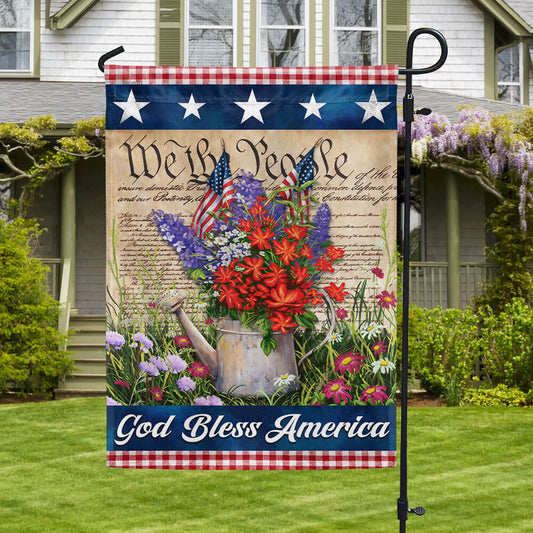 God Bless America Flowers Flag Patriotic Home Decor Gifts For 4Th Of July - Pvr
