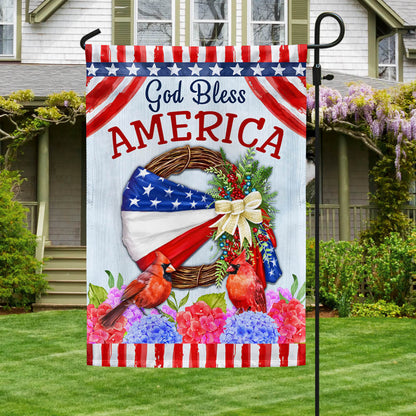 God Bless America Wreath Flag 4th Of July Flag Patriotic Garden Decorations - Pvr