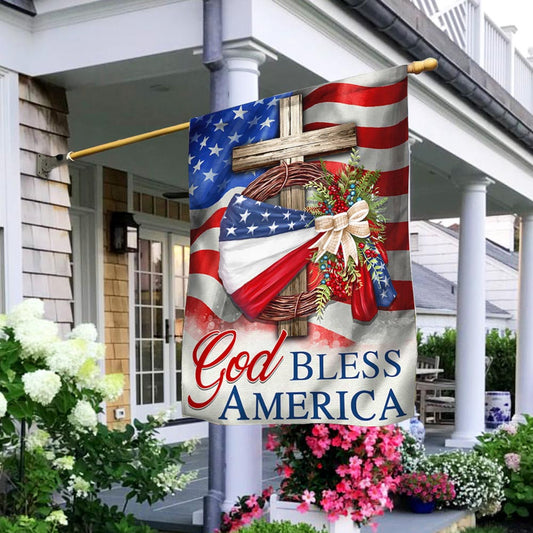 God Bless America Wreath Flag 4th Of July Garden Decorations Patriotic Gifts - Pvr